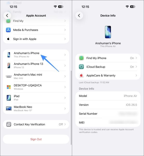 Check iPhone Model Number in Apple ID device list Check iPhone Model Number in Apple ID device list