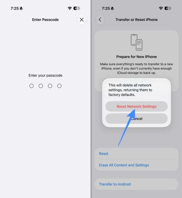 Confirm Resetting Network Settings in iOS Confirm Resetting Network Settings in iOS