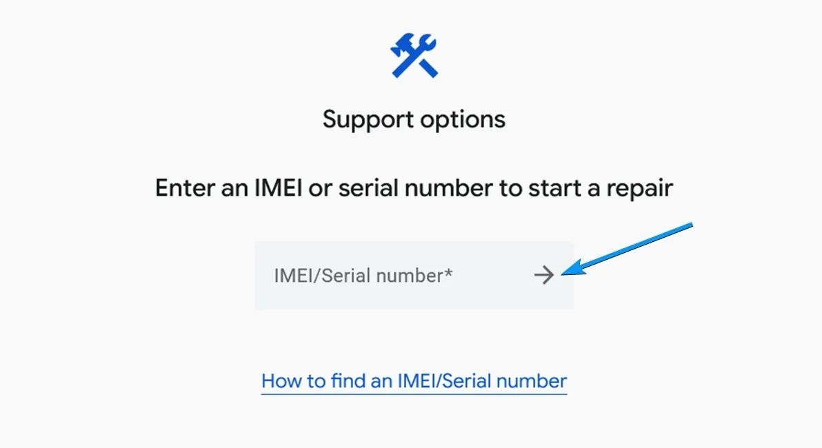 screenshot showing how to check warrranty status of android phone using IMEI or serial number
