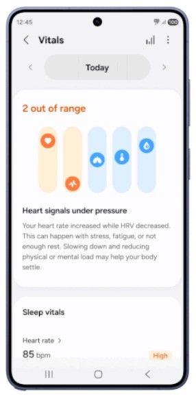 Samsung Vitals new dashboard Samsung Health App
