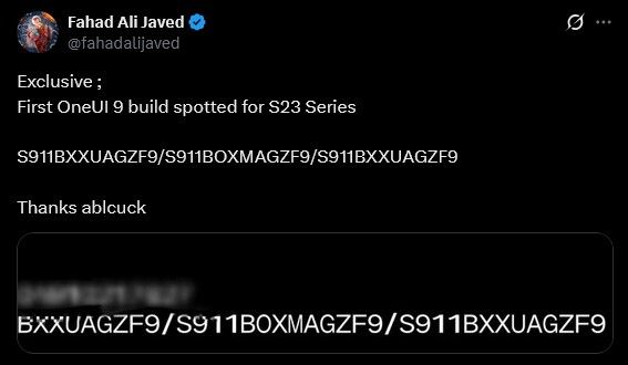 Samsung Galaxy S23 series One UI 9 Internal Beta builds spotted X Post