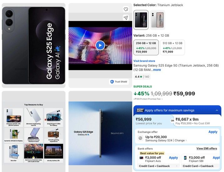 Samsung Galaxy S25 Edge on Flipkart deal screenshot