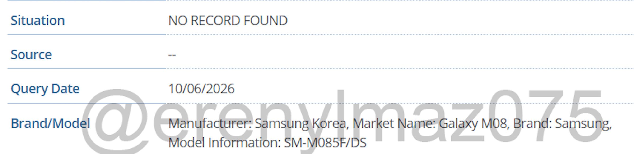 Samsung Galaxy M08 4G GSMA listing Samsung Galaxy M08 4G GSMA listing