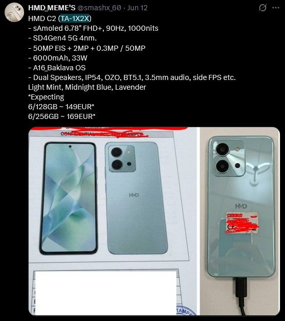 HMD C2 leaked images and specs from HMD MEME X account