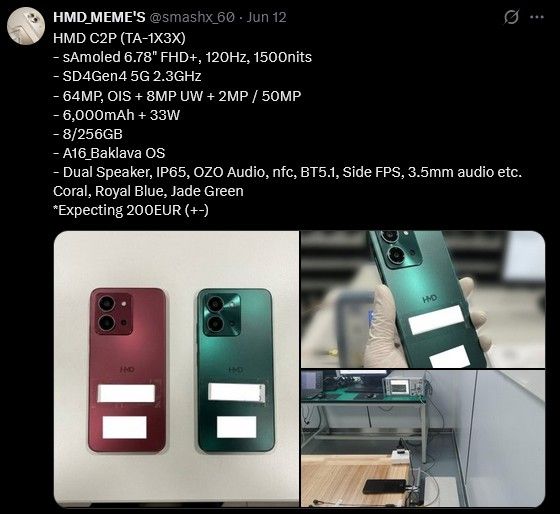 HMD C2 Plus leaked images and specs from HMD MEME X account