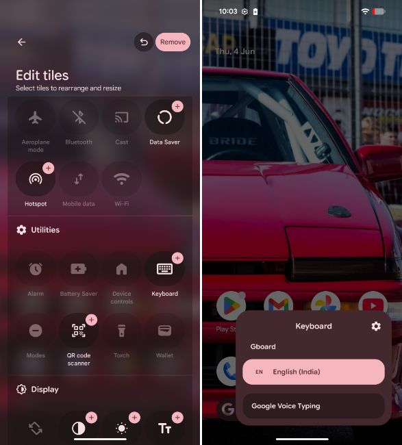 Keyboard selector quick settings tile