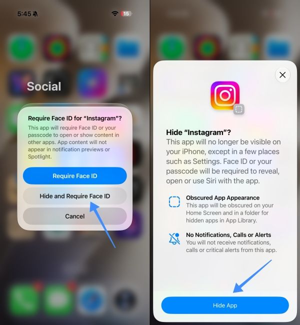 Lock app and hide it on iPhone