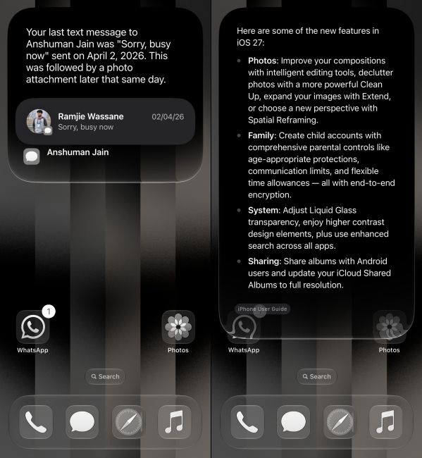 New Siri working showing results on an iPhone 17 New Siri working showing results on an iPhone 17