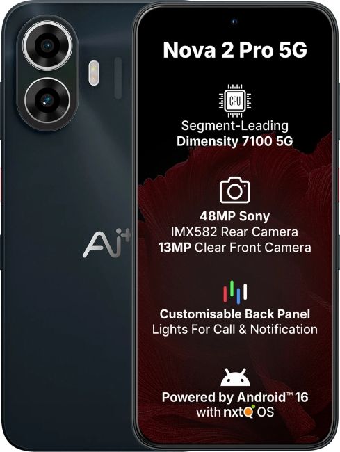 Ai+ Nova 2 Pro smartphone in black colourway Ai+ Nova 2 Pro smartphone in black colourway