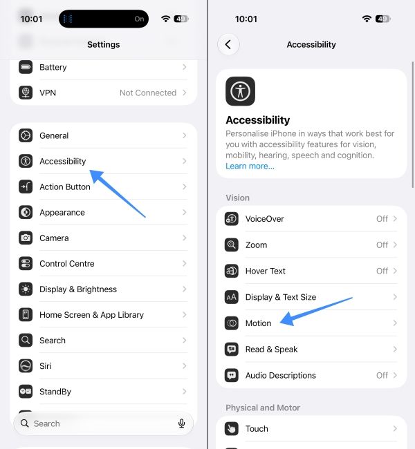 Open Accessibility settings in iPhone