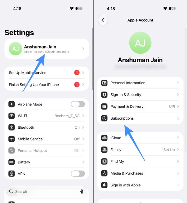 Cancelling All Services and tap on Cancel Subscription Cancelling All Services and tap on Cancel Subscription