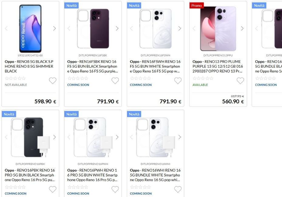 Oppo Reno 16 series prices on Epto Oppo Reno 16 series prices on Epto
