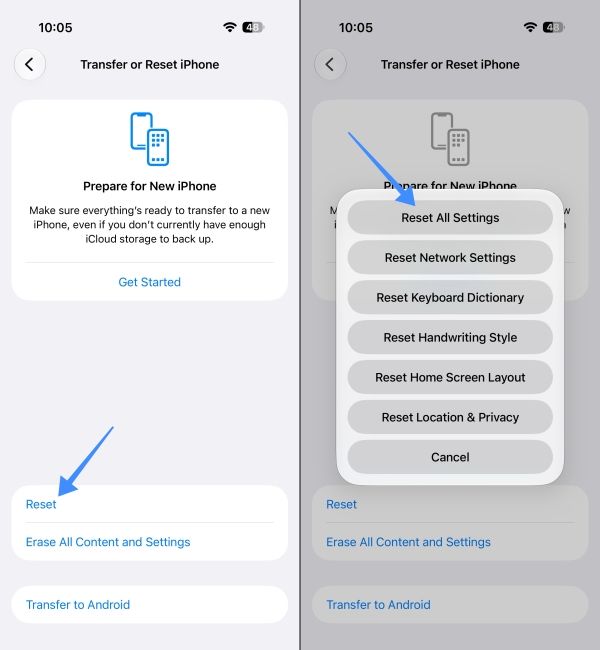 Reset All Settings on IPhone