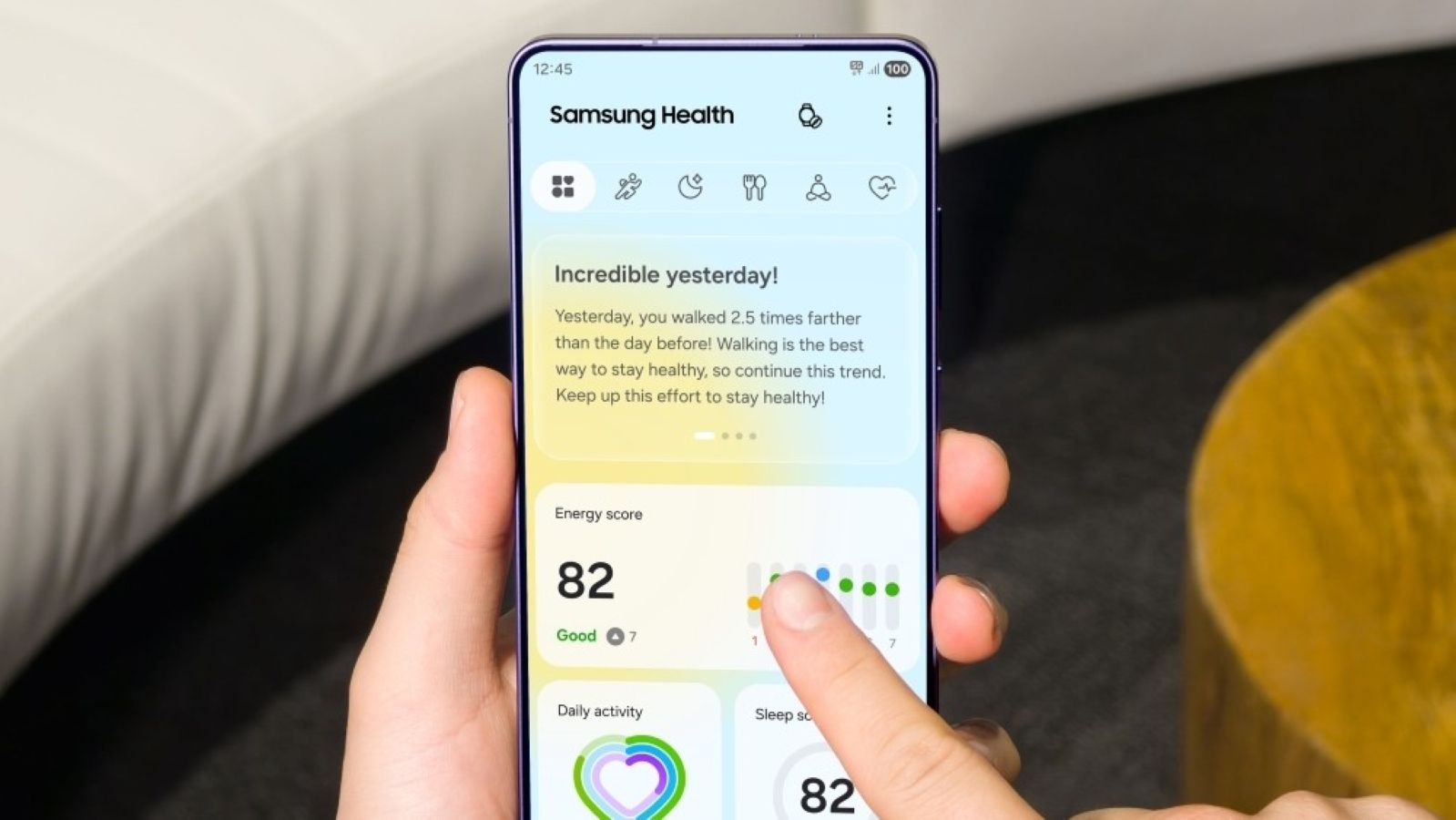 Samsung Health App on Home Page