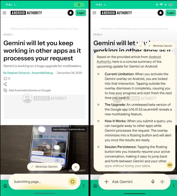 New “Minimize Gemini” button New “Minimize Gemini” button