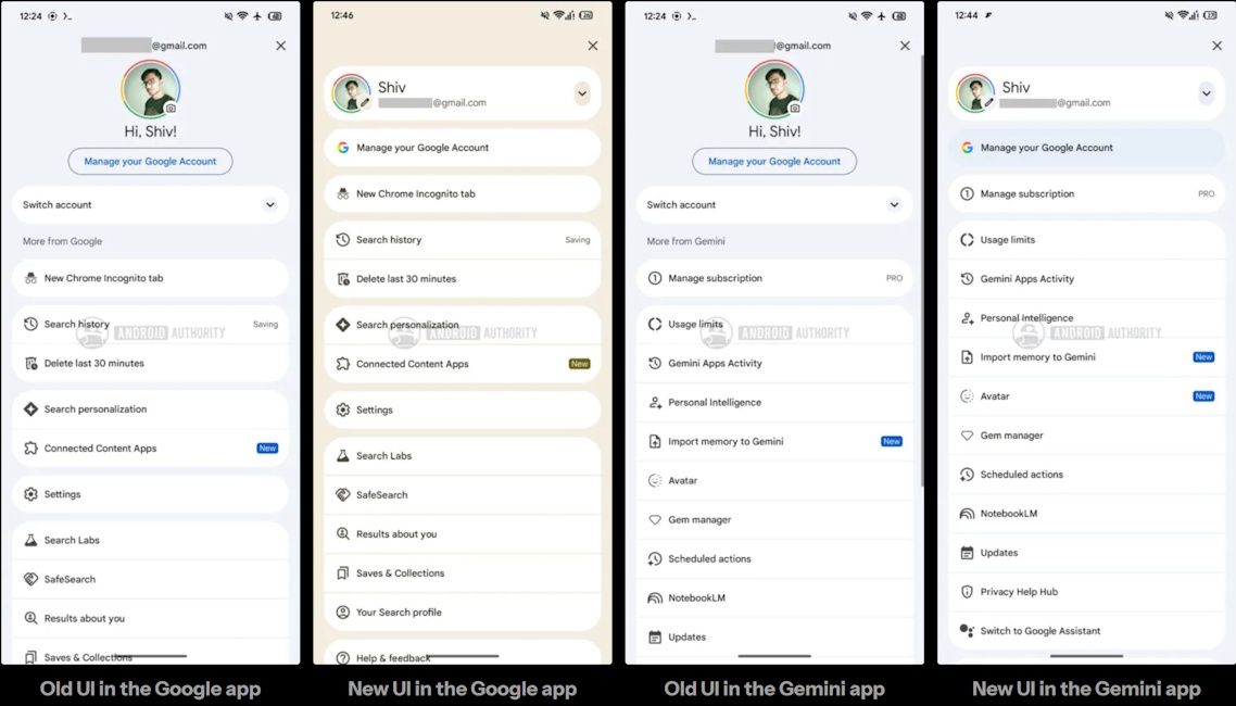 New design for the account switcher UI in the Google and Gemini apps New design for the account switcher UI in the Google and Gemini apps