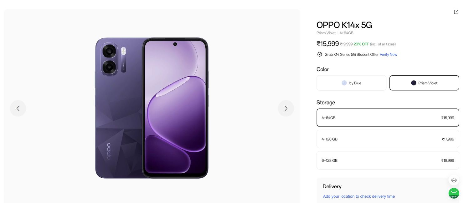 Oppo K14x 5G price hiked in India Oppo K14x 5G price hiked in India