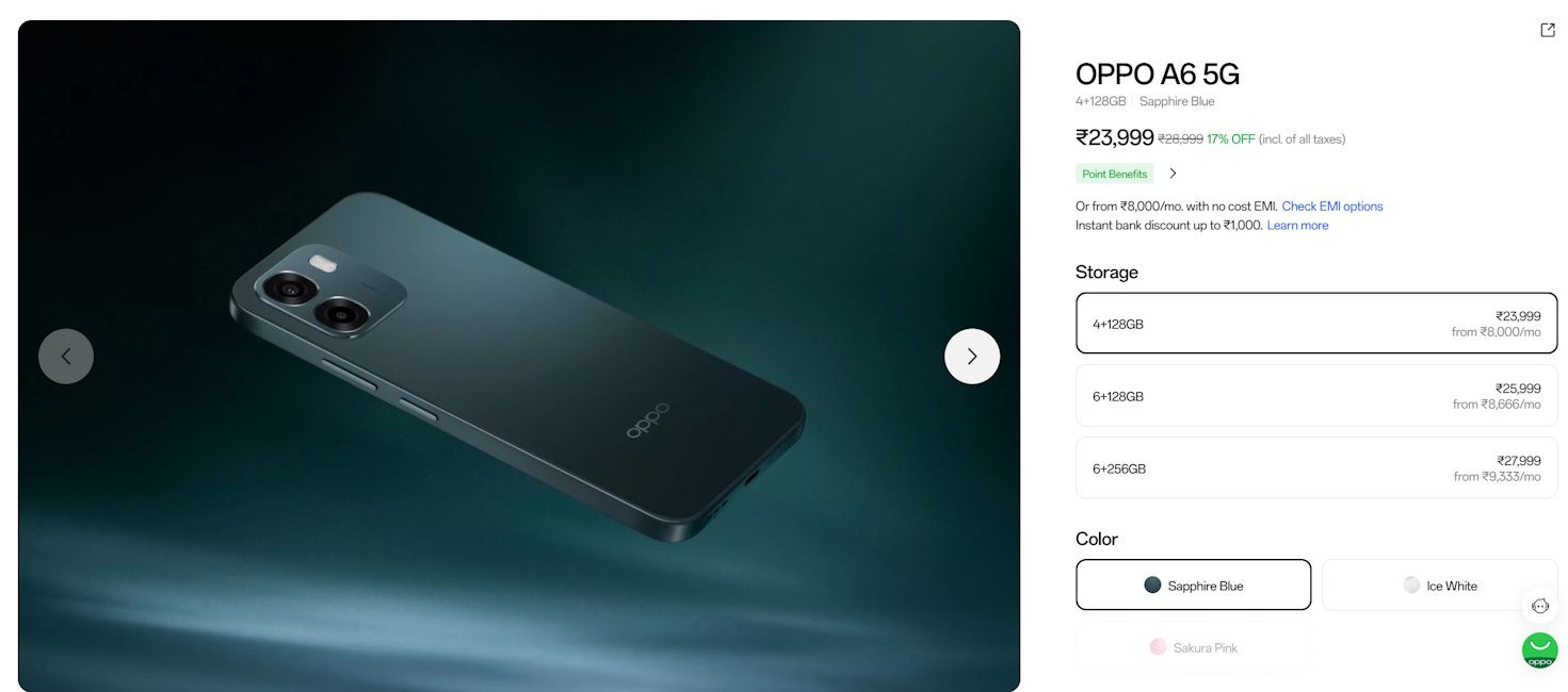 Oppo A6 price hike