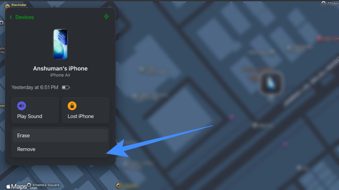 Select the Remove option in the iCloud website in settings 