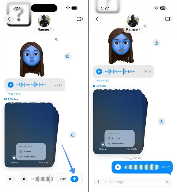 Send voice message on iPhone