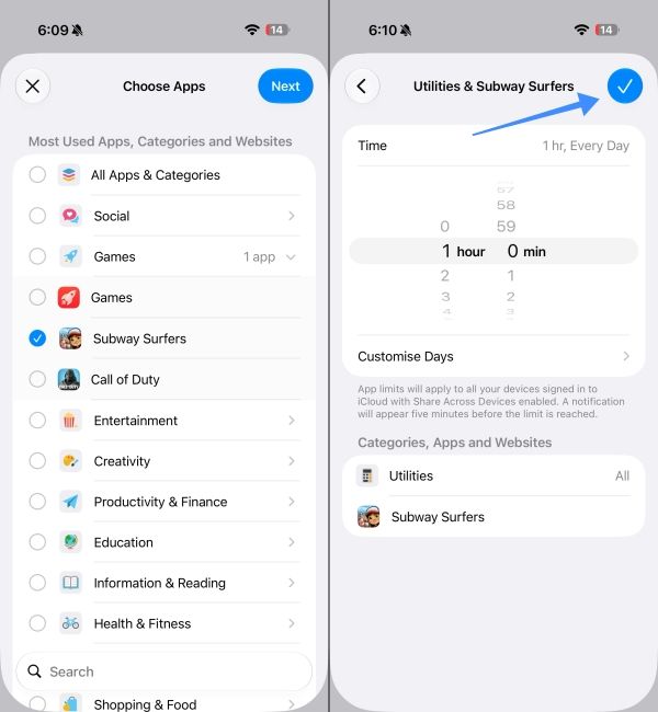 Set Limit and save settings 
