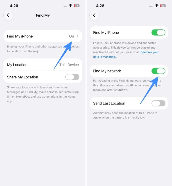 Turn Off Find My Network on iPhone