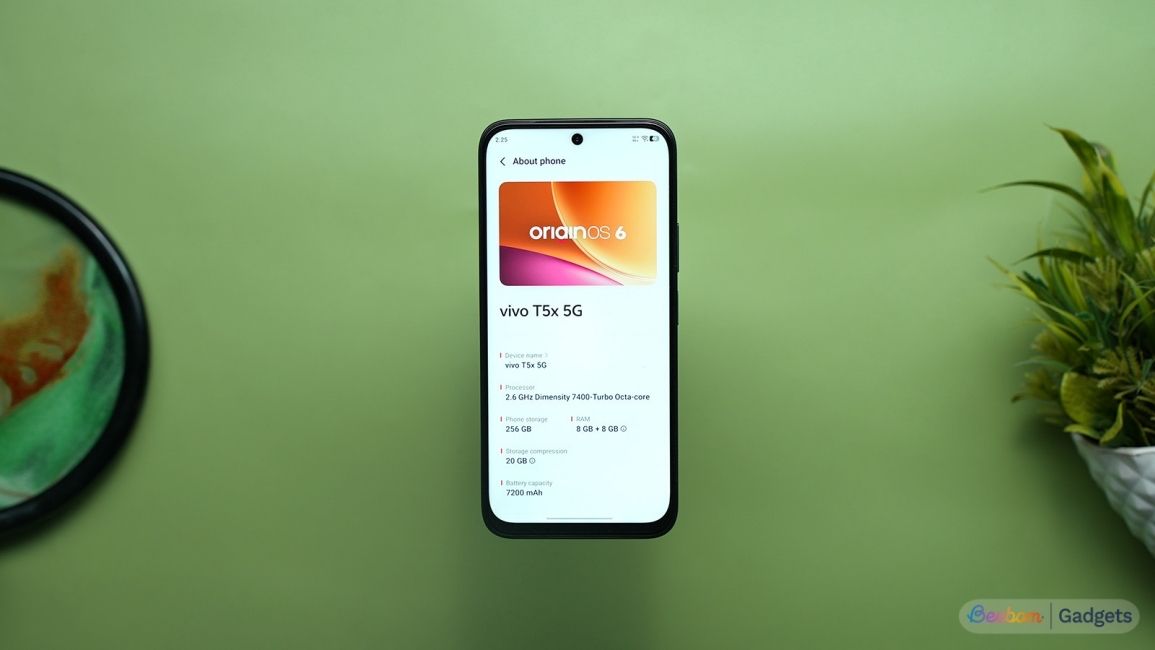 Vivo T5x about page showing OriginOS version