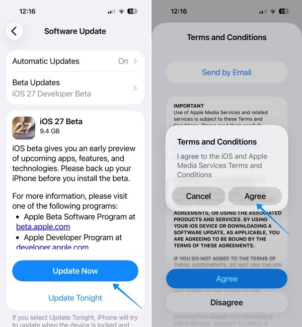 iphone screenshot showing ios 27 beta download iphone screenshot showing ios 27 beta download