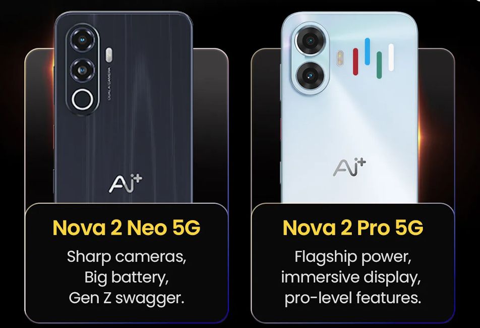 Ai+ Nova 2 Neo 5G and Nova 2 Pro 5G back design showcased Ai+ Nova 2 Neo 5G and Nova 2 Pro 5G back design showcased