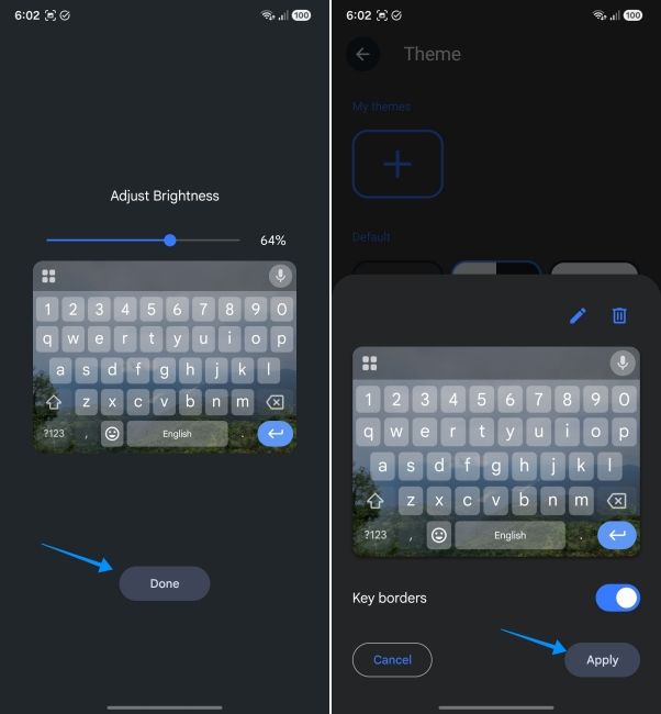 screenshot from an android phone showing how to save custom background on gboard