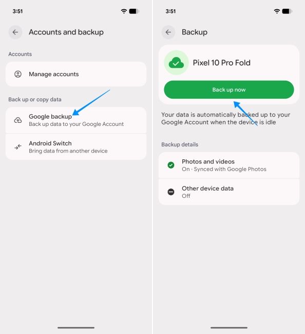 screenshot from android phone showing how to back up data screenshot from android phone showing how to back up data