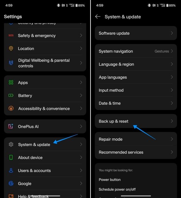 screenshot from oneplus phone showing how to back up data screenshot from oneplus phone showing how to back up data