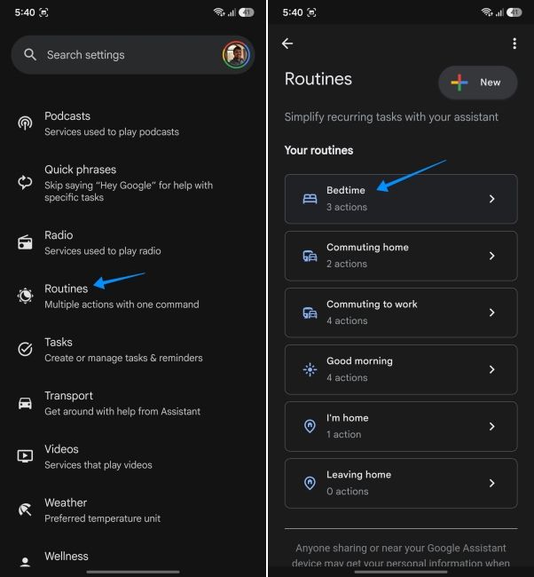 screenshot from pixel showing how to customise bedtime mode for gemini