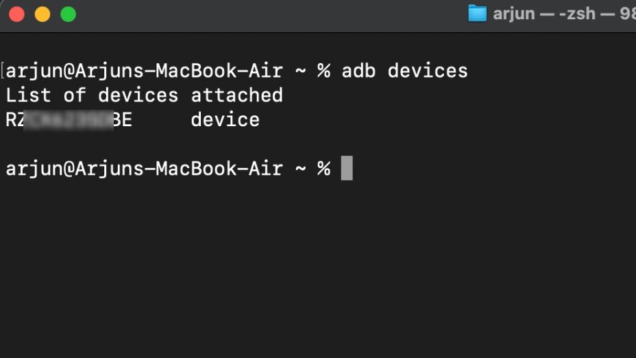 checking adb device connection on mac