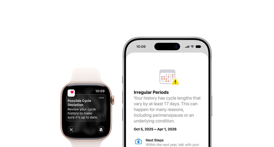 cycle tracking alert on apple watch running watchos 27