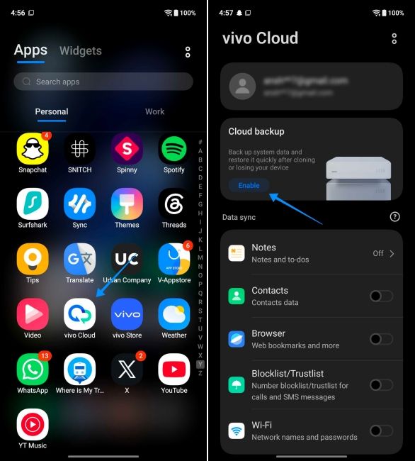 screenshot from vivo phone showing how to back up data screenshot from vivo phone showing how to back up data
