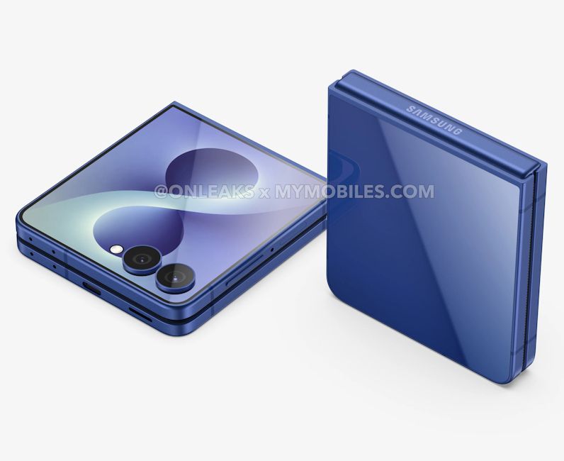 Galaxy Z Flip 8 folded design showcased via renders in blue