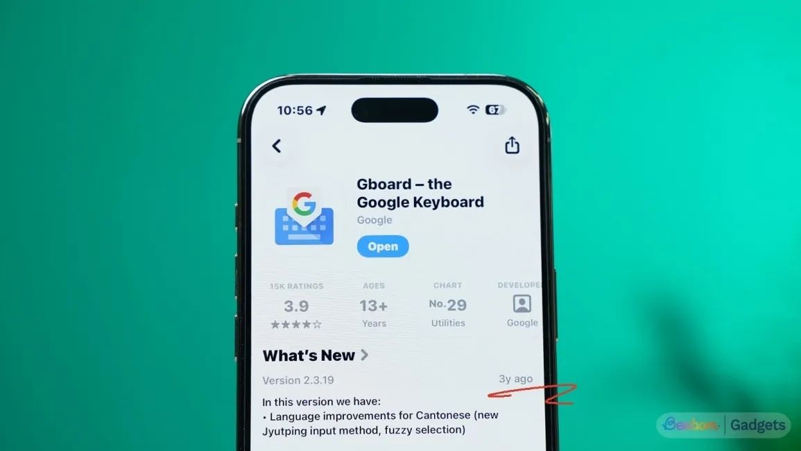 iPhone Screen Displaying Gboard App Store page