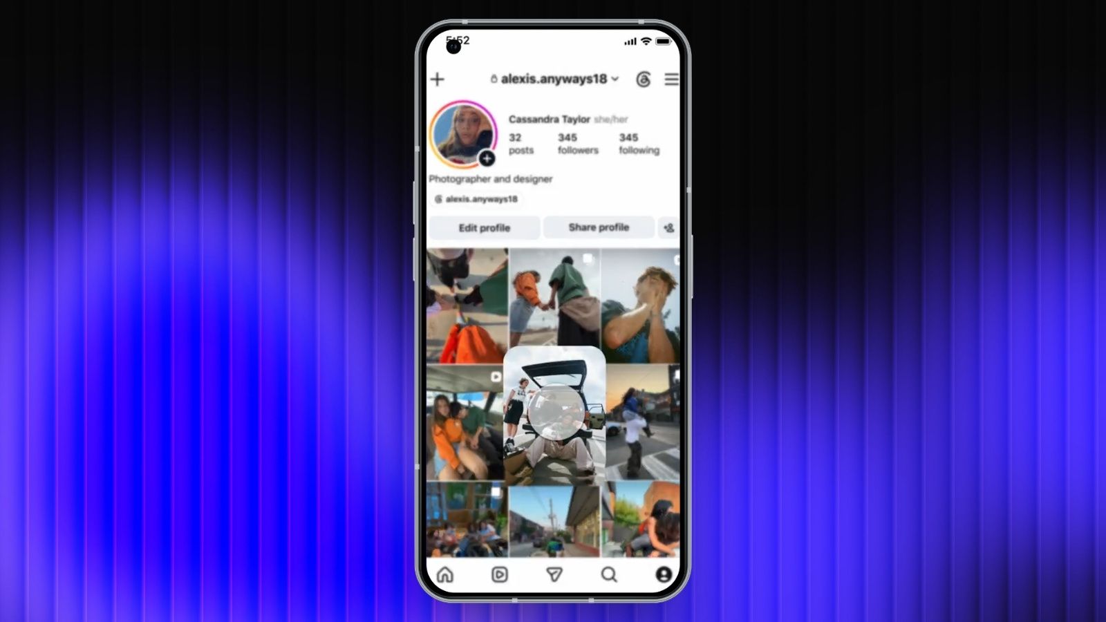 Instagram Grid Reordering feature showcased