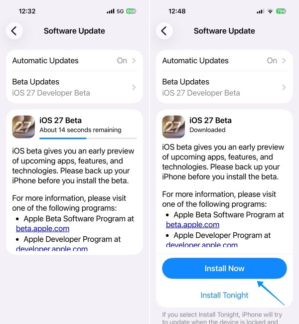 ios 27 beta downloaded on iphone ios 27 beta downloaded on iphone