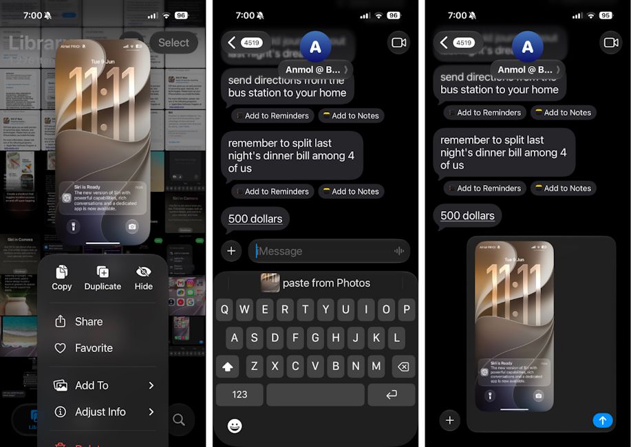 iOS 27 one-tap keyboard pasting images feature showcased
