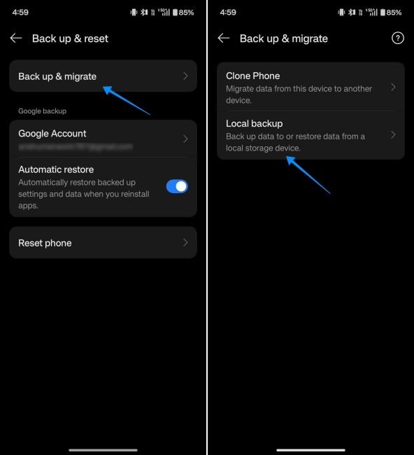 screenshot from oneplus phone showing how to back up local data screenshot from oneplus phone showing how to back up local data