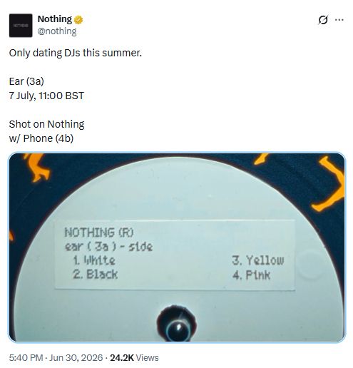 Nothing Ear 3a colour options confirmed