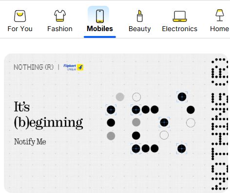 Nothing Phone b Flipkart mobile section banner Nothing Phone b Flipkart mobile section banner