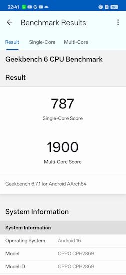 Oppo K14 5G Geekbench CPU Oppo K14 5G Geekbench CPU