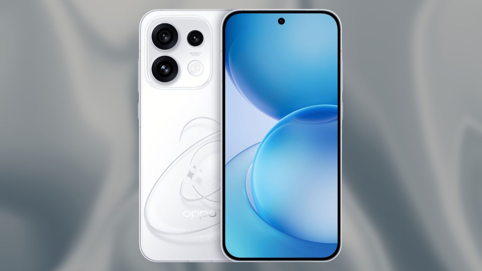 Oppo Reno 16 white front and back design showcased