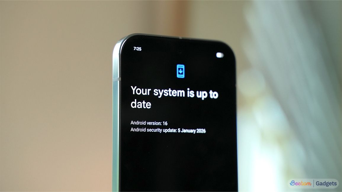 shot of a Pixel phone showing the Update screen that reads Android system is up to date