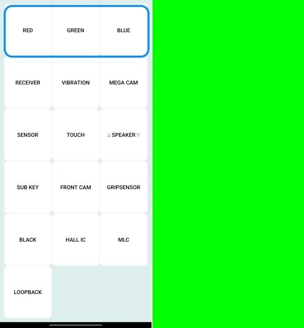 screenshot from samsung phone showing display check mode screenshot from samsung phone showing display check mode