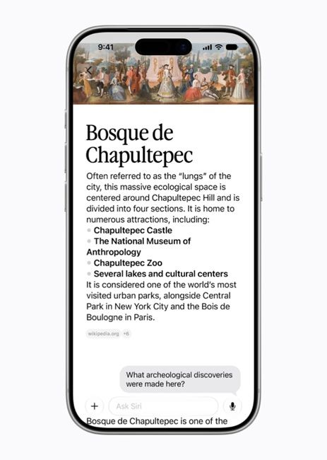 siri ai showing world knowledge pulling information from the web