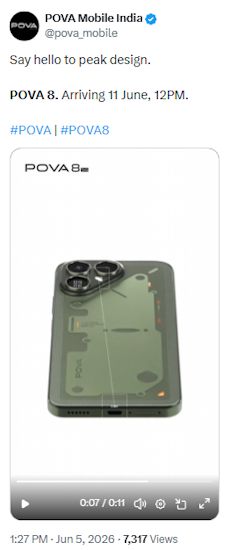 Tecno Pova 8 India launch date X post